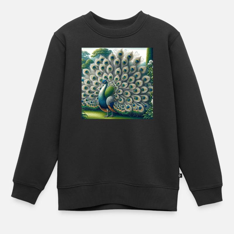 Peacock - Kids Premium Organic Sweatshirt - black
