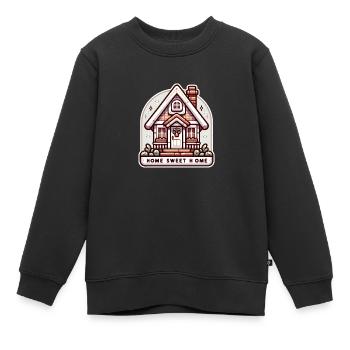 Home Sweet Home - Haus Illustration - Kinder Premium Organic Sweatshirt - Schwarz - Vorne - AI Model Kid Female (0cm)