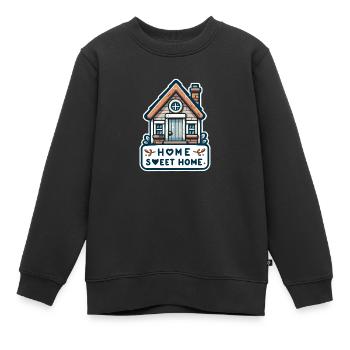 Home Sweet Home - Haus Illustration - Kinder Premium Organic Sweatshirt - Schwarz - Vorne - AI Model Kid Female (0cm)