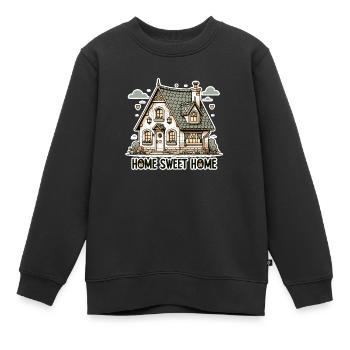 Home Sweet Home - Haus Illustration - Kinder Premium Organic Sweatshirt - Schwarz - Vorne - AI Model Kid Female (0cm)