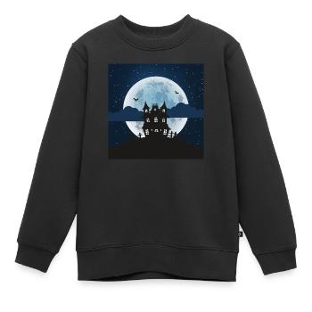 Maison hantée avec pleine lune rougeoyante - Sweat Premium enfant bio - noir - Devant - AI Model Kid Female (0cm)