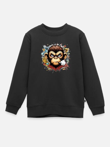 Affe angry schimpanse cartoon - Kinder Premium Organic Sweatshirt - Schwarz