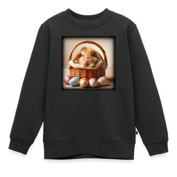 ein süßer hase in einem Korb - Kinder Premium Organic Sweatshirt - Schwarz - Vorne - AI Model Kid Female (0cm)