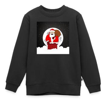 Weihnachtsmann unter Vollmond - Kinder Premium Organic Sweatshirt - Schwarz - Vorne - AI Model Kid Female (0cm)