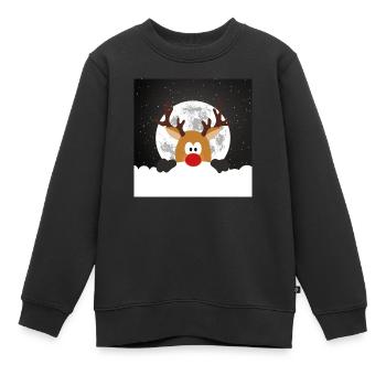 Un renne sous la pleine lune - Sweat Premium enfant bio - noir - Devant - AI Model Kid Female (0cm)