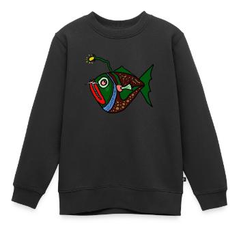 Fisch anglerfisch - Kinder Premium Organic Sweatshirt - Schwarz - Vorne - AI Model Kid Female (0cm)