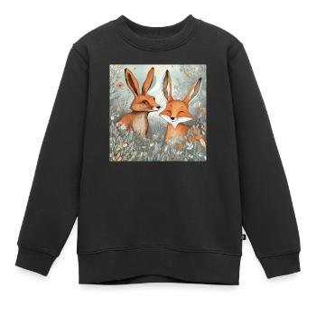 Hase und Fuchs - Kinder Premium Organic Sweatshirt - Schwarz - Vorne - AI Model Kid Female (0cm)