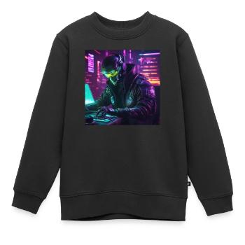 Lecteur PC au bureau - Sweat Premium enfant bio - noir - Devant - AI Model Kid Female (0cm)
