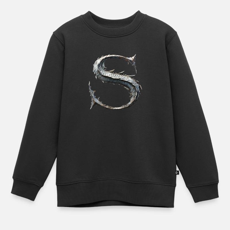 Lettre « S » en forme de dragon. - Sweat Premium enfant bio - noir