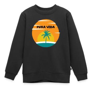 Pura Vida, Urlaub, Strand, Leben geniessen Design - Kinder Premium Organic Sweatshirt - Schwarz - Vorne - AI Model Kid Female (0cm)