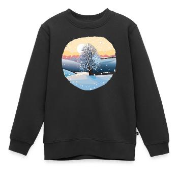 Winterzauber: Schneezauberbaum - Kinder Premium Organic Sweatshirt - Schwarz - Vorne - AI Model Kid Female (0cm)