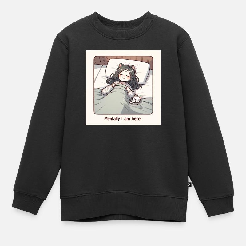 Schlafendes Mädchen - mentally I am here - Kinder Premium Organic Sweatshirt - Schwarz