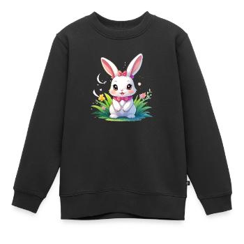 Lapin doux - Sweat Premium enfant bio - noir - Devant - AI Model Kid Female (0cm)