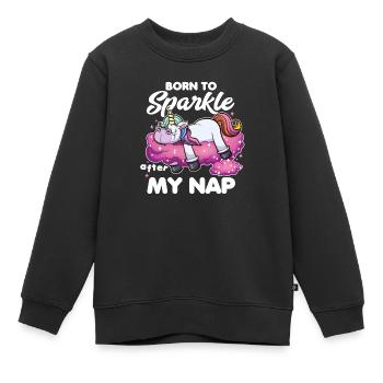 Geboren, um Cartoon-Einhorn zu funkeln - Kinder Premium Organic Sweatshirt - Schwarz - Vorne - AI Model Kid Female (0cm)