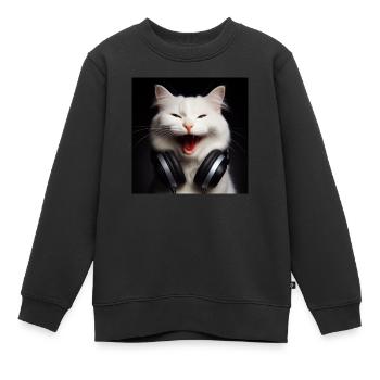 Musik Katze 3 - Kinder Premium Organic Sweatshirt - Schwarz - Vorne - AI Model Kid Female (0cm)