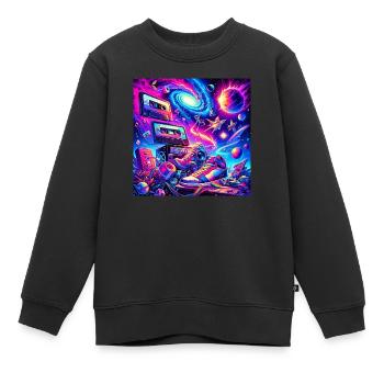 90s space - Kinder Premium Organic Sweatshirt - Schwarz - Vorne - AI Model Kid Female (0cm)