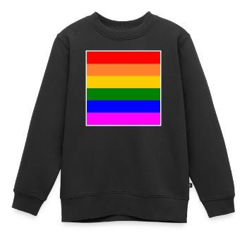 Drapeau arc-en-ciel LGBT - Sweat Premium enfant bio - noir - Devant - AI Model Kid Female (0cm)