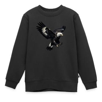 Adler - Kinder Premium Organic Sweatshirt - Schwarz - Vorne - AI Model Kid Female (0cm)