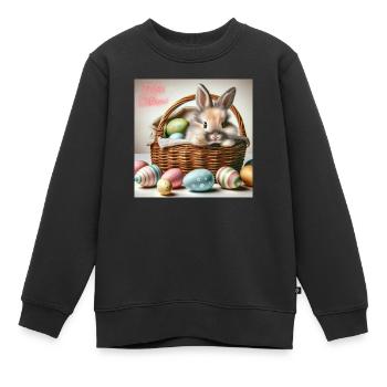Ein süßer hase im Korb - Kinder Premium Organic Sweatshirt - Schwarz - Vorne - AI Model Kid Female (0cm)