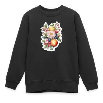 Blumen und Obst - Kinder Premium Organic Sweatshirt - Schwarz - Vorne - AI Model Kid Female (0cm)