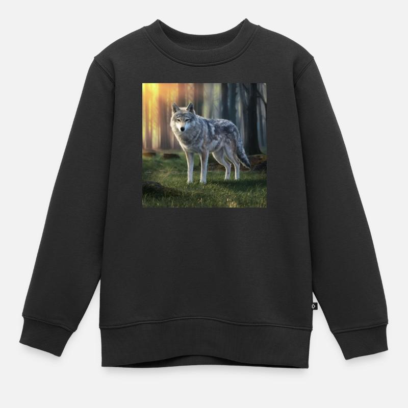 Wilder Wolf - Kinder Premium Organic Sweatshirt - Schwarz
