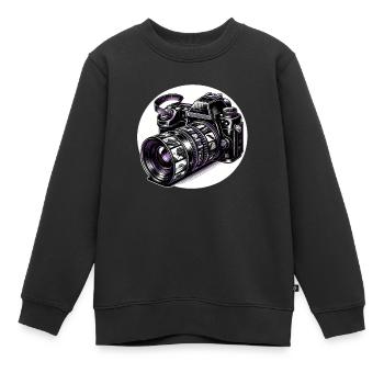 Appareil photo numérique analogique - Sweat Premium enfant bio - noir - Devant - AI Model Kid Female (0cm)