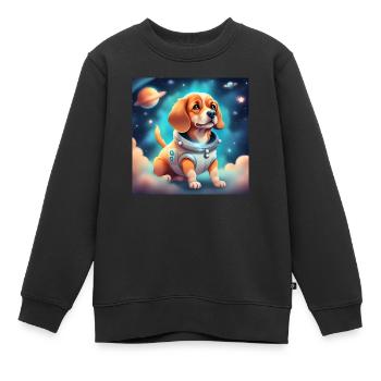 Niedlicher Hund im Weltraum - Kinder Premium Organic Sweatshirt - Schwarz - Vorne - AI Model Kid Female (0cm)