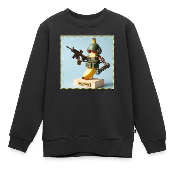 Banane Militär - Kinder Premium Organic Sweatshirt - Schwarz - Vorne - AI Model Kid Female (0cm)