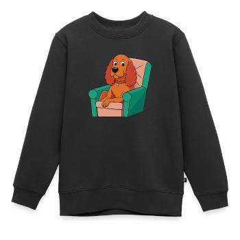 Entspannter Sussex Spaniel im Sessel Hundekunst - Kinder Premium Organic Sweatshirt - Schwarz - Vorne - AI Model Kid Female (0cm)