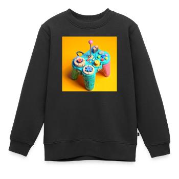 Joystick 11 - Kinder Premium Organic Sweatshirt - Schwarz - Vorne - AI Model Kid Female (0cm)
