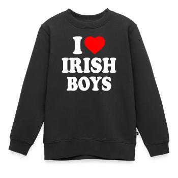I love irish boys - Kinder Premium Organic Sweatshirt - Schwarz - Vorne - AI Model Kid Female (0cm)