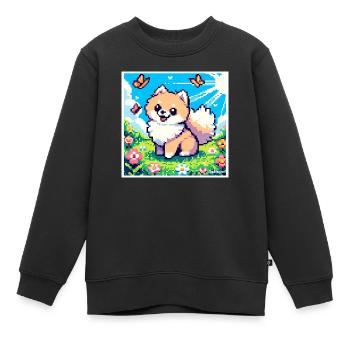 Pixel Pom - Sweat Premium enfant bio - noir - Devant - AI Model Kid Female (0cm)