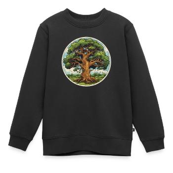 Le chêne en été - Sweat Premium enfant bio - noir - Devant - AI Model Kid Female (0cm)