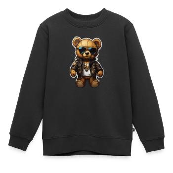 Ours en peluche rappeur Ganster - Sweat Premium enfant bio - noir - Devant - AI Model Kid Female (0cm)