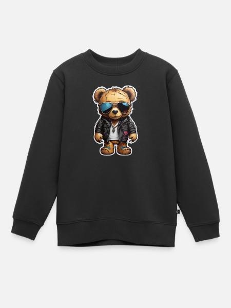 Teddybär Rapper Ganster - Kinder Premium Organic Sweatshirt - Schwarz
