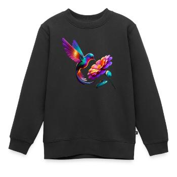 Lebendiger und bunter Kolibri - Kinder Premium Organic Sweatshirt - Schwarz - Vorne - AI Model Kid Female (0cm)