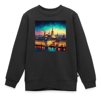 Bordeaux - Sweat Premium enfant bio - noir - Devant - AI Model Kid Female (0cm)