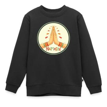 Namaste - Kids Premium Organic Sweatshirt - black - Front - AI Model Kid Female (0cm)