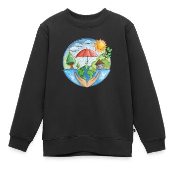 Protection du climat - Sweat Premium enfant bio - noir - Devant - AI Model Kid Female (0cm)