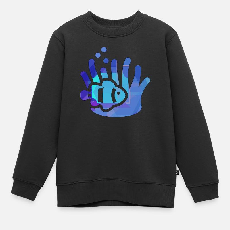 Fisch mit Algen - Kinder Premium Organic Sweatshirt - Schwarz