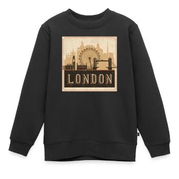 Vintage London Poster Poster - Kinder Premium Organic Sweatshirt - Schwarz - Vorne - AI Model Kid Female (0cm)