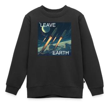 Retro Style Plakat Raumfahrt „Leave Earth“ - Kinder Premium Organic Sweatshirt - Schwarz - Vorne - AI Model Kid Female (0cm)