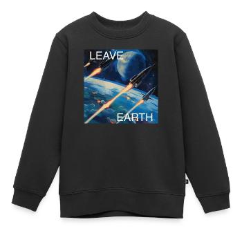 Retro Style Plakat Raumfahrt „Leave Earth“ - Kinder Premium Organic Sweatshirt - Schwarz - Vorne - AI Model Kid Female (0cm)