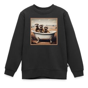 Erdmännchen in der Badewanne - Kinder Premium Organic Sweatshirt - Schwarz - Vorne - AI Model Kid Female (0cm)
