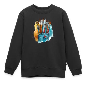Pinsel Tasche Künstlerseele - Kinder Premium Organic Sweatshirt - Schwarz - Vorne - AI Model Kid Female (0cm)