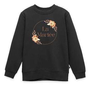 La mariée floral-idée cadeau la mariée - Sweat Premium enfant bio - noir - Devant - AI Model Kid Female (0cm)