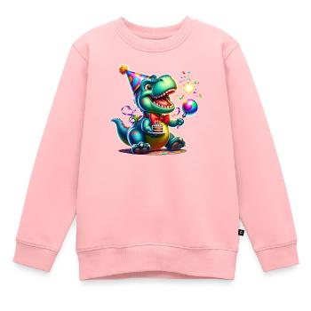Dino de fête - Sweat Premium enfant bio - rose - Devant - AI Model Kid Female (0cm)