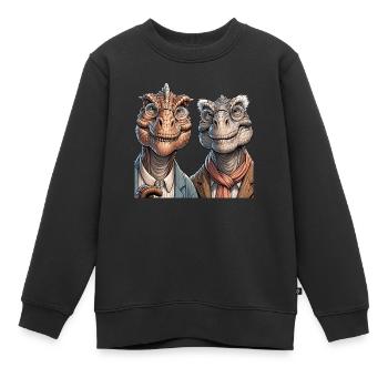 Senior Dino - Kinder Premium Organic Sweatshirt - Schwarz - Vorne - AI Model Kid Female (0cm)