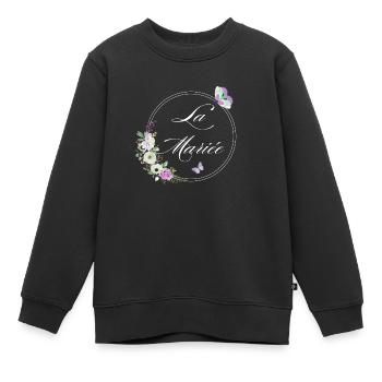 La mariée papillon -idée cadeau la mariée - Sweat Premium enfant bio - noir - Devant - AI Model Kid Female (0cm)