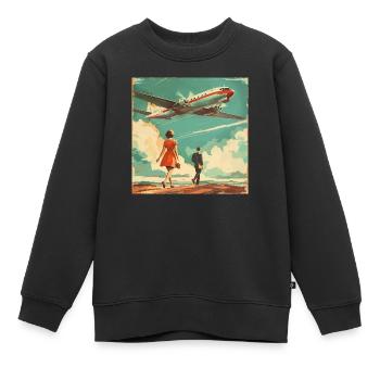 Vintage Airline Ad (fictional ) - Kinder Premium Organic Sweatshirt - Schwarz - Vorne - AI Model Kid Female (0cm)